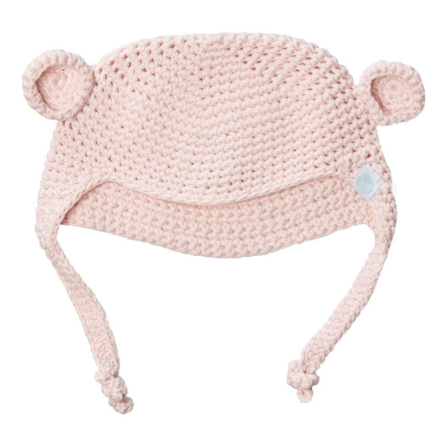 Beba Bean Accessories Pink Crochet Bear Toque