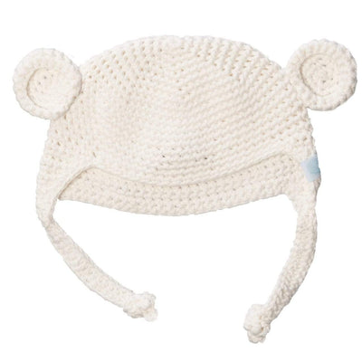 Beba Bean Accessories Ivory Crochet Bear Toque