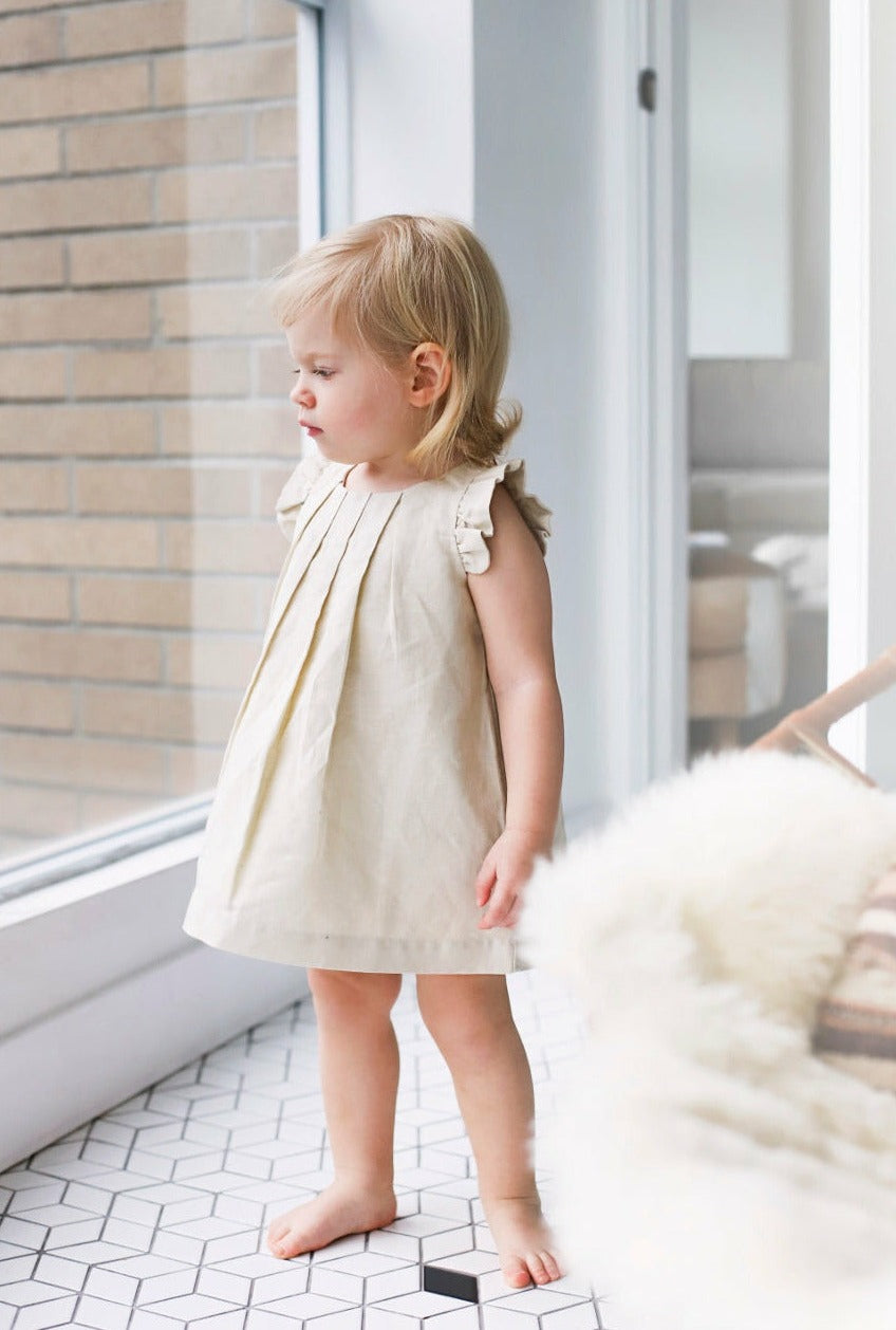 Box Pleat Linen Dress Beba Bean Box Pleat Linen Dress Beba Bean