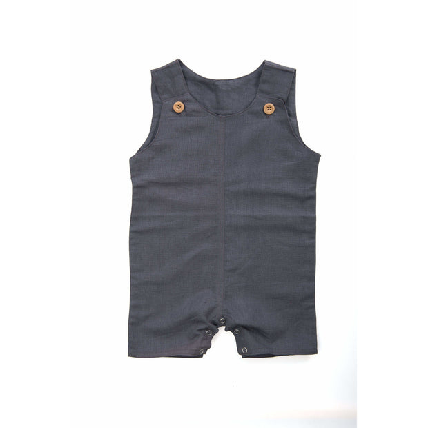 Beba Bean Clothes 3-6 / Grey Sleeveless Linen Romper