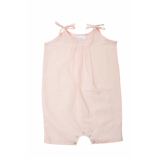 Beba Bean Clothes 3-6 / Pink Tie Linen Romper