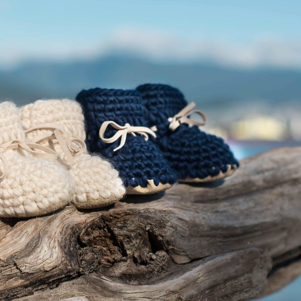 Beba Bean Shoes Sweater Moccs - Navy